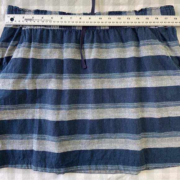 Patagonia blue skirt striped ajustable waist grey blue hemp cotton organic Large - Picture 11 of 13